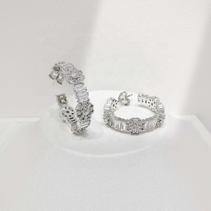 custom plata 925 Sterling <b>Silver</b> white stone women <b>earring</b> bulk <b>big</b> trendy elegant wedding cc hypoallergenic zircon <b>earrings</b> - Product Image 4