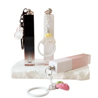 Tube vide 3 ml, gloss à lèvres transparent à la fraise avec porte-clés, flacons d'huile à lèvres, maquillage, gloss à lèvres mignon, blanc, noir, rose, contenant carré