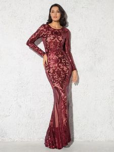 New European, American, and Middle Eastern long-sleeved <b>sequin</b> dress, long slim-fit bodycon fashion party gown - Product Image 1