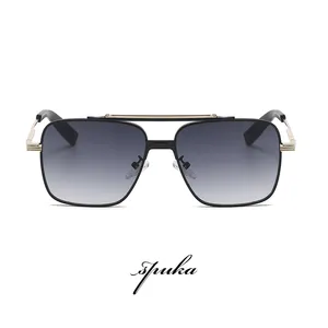 Hbk Fashion Metal Gradient Sunglasses Men Double Bridge Style Men