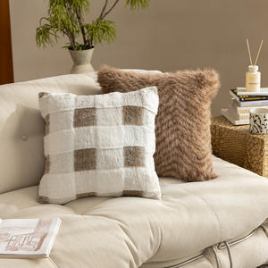 Soporte Lumbar geométrico moderno Simple de gama alta para luz de invierno Respaldo de cabecera de lujo Ventana de Bahía Fundas de almohada de felpa de invierno - Product Image 1