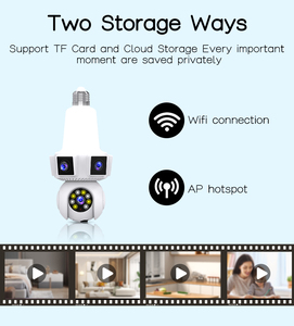 Nouveauté 12mp V380 <span class=keywords><strong>Wifi</strong></span> 360 panoramique trois lentilles <span class=keywords><strong>E27</strong></span> sécurité à domicile sans fil ampoule PTZ caméras - Product Image 5