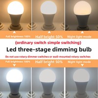 Ampoule LED à trois niveaux de luminosité, culot E27, veilleuse, protection des yeux, sans scintillement, source de lumière LED en aluminium, usage résidentiel