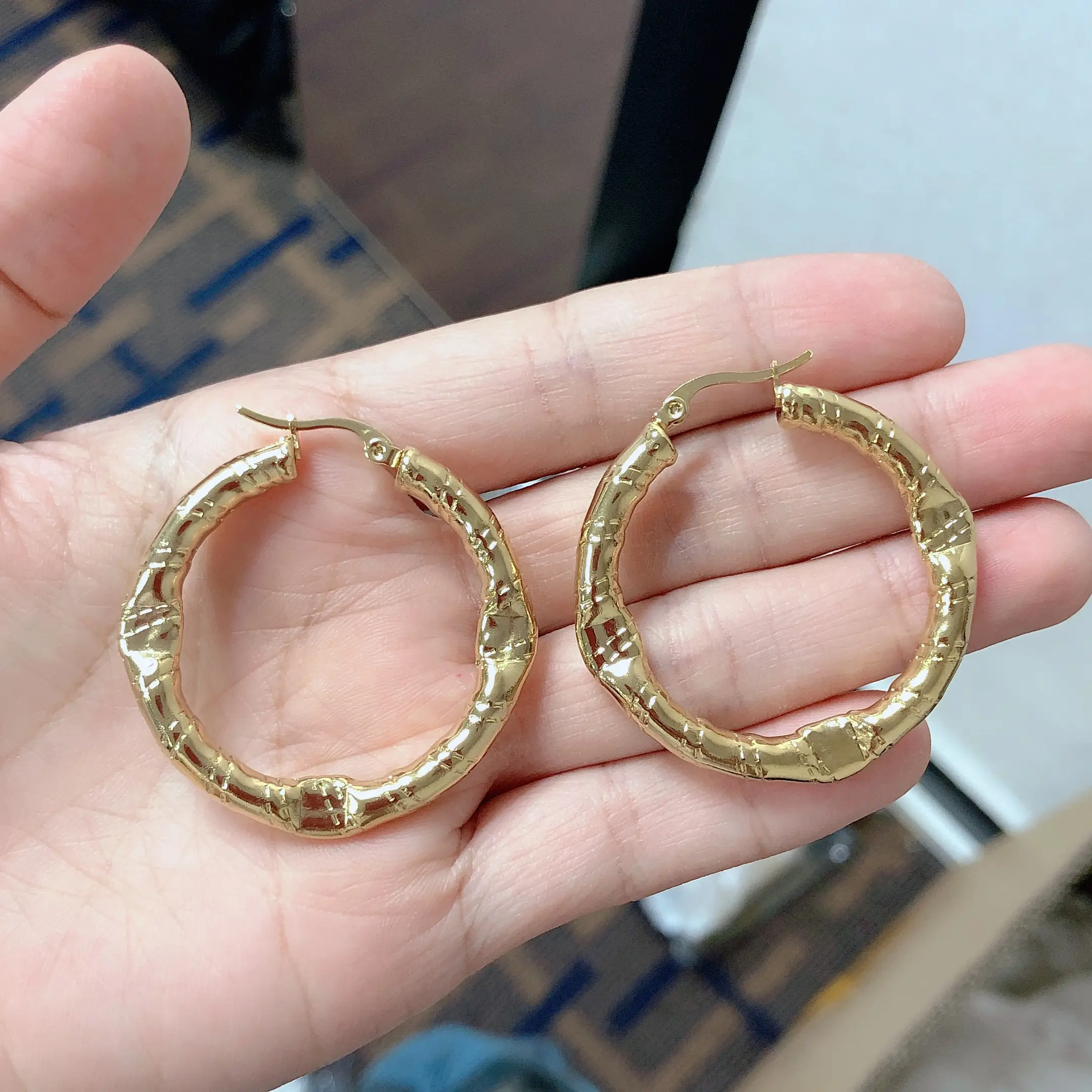 Hoop Earrings Gold Jewelry Earring Type 18K Big Steel Hoop Earrings For Women