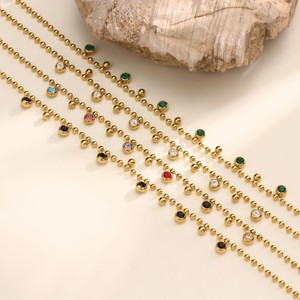 Nuevo Collar de Moda para Mujer, Estilo Vintage, Simple, de Acero Inoxidable Dorado con Colgante de Zirconia, Joyería de Regalo para Venta al Por Mayor - Product Image 1