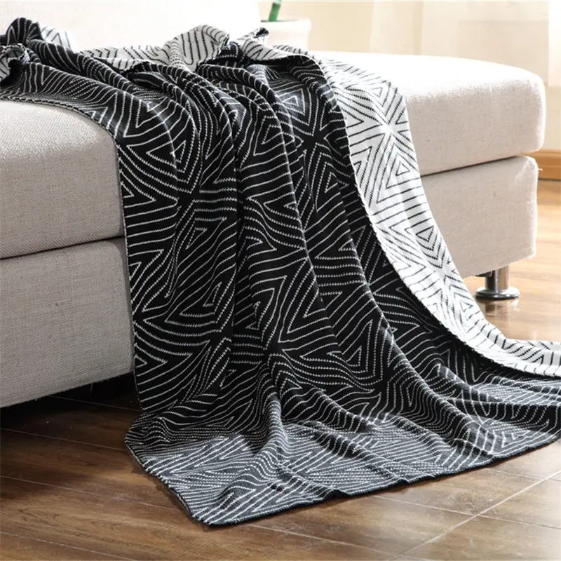 Top Quality Big Queen King Size 100% Acrylic Cotton Aztec Throw Knitted Throw Blankets For Family