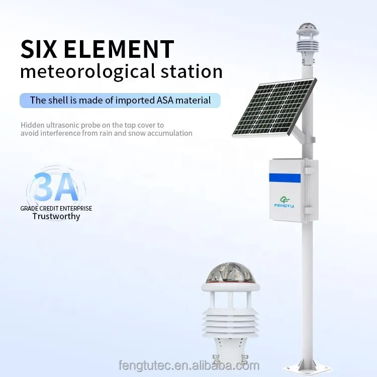 Đa yếu tố năng lượng mặt trời ngoài trời Trạm thời tiết giám sát khí tượng cho tốc độ gió Hướng Temp áp lực độ ẩm lượng mưa