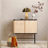 Lampe de table champignon de luxe avec base en marbre naturel et abat-jour en laiton, décoration moderne, lampe de chevet ou de bureau pour la maison, la villa ou l'hôtel