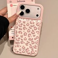 Coque de téléphone antichoc en cuir TPU imprimé léopard rose tendance INS pour iPhone 17 Air 16 15 14 13 12 11 Pro Max