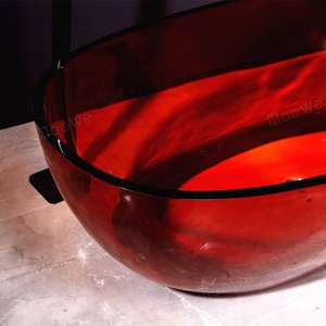 Vasca da bagno trasparente rossa/blu/<span class=keywords><strong>ambra</strong></span> moderna vasca da bagno freestanding in resina all'ingrosso, camera d'albergo vasca da bagno bagno vasca trasparente - Product Image 3
