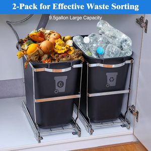 Cesto de basura deslizante para encimera, organizador de armario extraíble con riel deslizante, soporte para cesto de basura bajo fregadero - Product Image 2