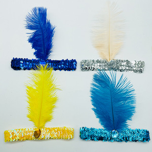 Serre-<span class=keywords><strong>tête</strong></span> <span class=keywords><strong>à</strong></span> plumes style Années 20 pour fête de carnaval, serre-<span class=keywords><strong>tête</strong></span> <span class=keywords><strong>à</strong></span> paillettes et plumes pour femme, coiffe élastique pour événement - Product Image 4