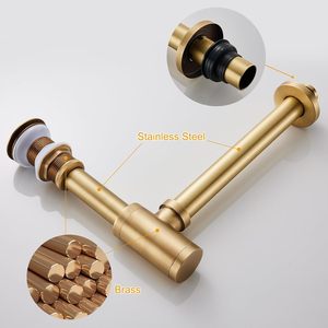 Sifón en P de latón macizo de 1-1/4 pulgadas, ajustable, cepillado, ecológico y ligero, para lavabo y bañera - Product Image 3