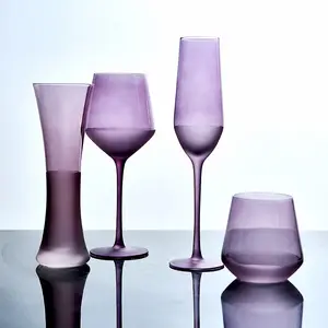 Family frosted wine glass set supports custom handmade red wine and champagne glasses