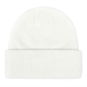 Gorro de Punto Blanco para Adultos, Unisex, Color Sólido, Casual, para Invierno, para Exteriores, 58-60 cm, Diseño con Puño Acrílico - Product Image 1