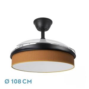 Ventilateur DC 72W, noir/orange, 3 pales, 7200lm, 3000-4000-6000K, télécommande, mémoire et minuterie, idéal pour - Product Image 1