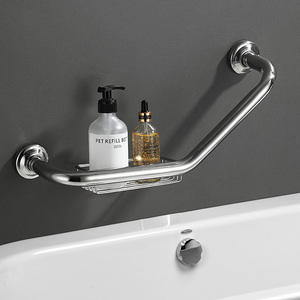 Wall-Mounted Stainless Steel Grab Bar With Soap Holder Polished Chrome Finish Safety Bathroom <b>Rail</b> Minimalist Design - Product Image 2
