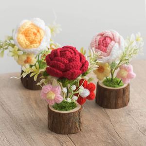 Factory Custom Handmade 13-21cm Simulation Flowers Potted <b>Plant</b> Knitted Decoration Smiling Sunflower Crochet Toys - Product Image 6