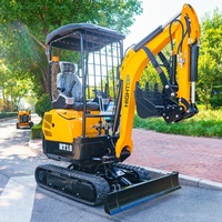 HIGHTOP Excavator Mini 1.5 Ton Laris Manis, Mesin Bor Lubang Tiang Auger, Crawler Digger 1425kg Bersertifikasi CE untuk Pagar, Penanaman Pohon, Kebun, dan Pertanian