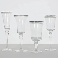 Verre à vin à bord argenté pour banquet, gobelet en cristal à bord argenté, verre à vin pour mariage en extérieur