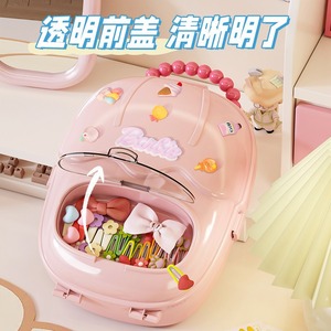 Hair Accessory <b>Box</b> Transparent Portable Storage With Handle For Kids Cartoon Design <b>Macaron</b> Purple Rectangle Shape - Product Image 5