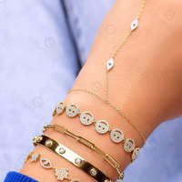 Bracelet de protection Gemnel Evil Eye en argent 925 avec triple diamant, bijou porte-bonheur, bracelet saphir pour superposition