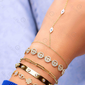 สร้อยข้อมือ Gemnel Evil Eye Hand Chain เงินแท้ 925 ประดับเพชรสามเม็ด เครื่องประดับป้องกันภัย สร้อยข้อมือแซฟไฟร์ สำหรับใส่ซ้อนกัน - Product Image 3