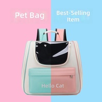 Sac à dos de transport pour animaux de compagnie imperméable Hello Cat, sac de voyage avec fenêtre transparente, ventilation en maille, portable et mignon pour chats et petits chiens