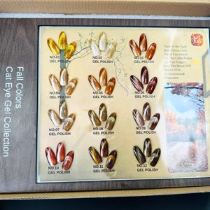 Ensemble de vernis à ongles en gel de couleur d'automne-12 couleurs, <span class=keywords><strong>effet</strong></span> oeil de chat, aimant imbibé, finition super brillante - Product Image 1