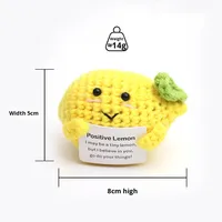 Pendentif légume citron au crochet fait main expression de fil tricoté avec des ornements ou des jouets de sac de Noël à énergie positive