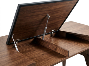 Contemporary Oversized Slender Natural Solid Wood Work Bureau Wide Extended Tabletop Writing <b>Unit</b> with Freestanding Book Rack - Product Image 6