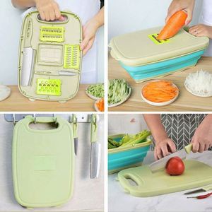 Collapsible Cutting Board Foldable Chopping Board with Colander Chopping Board Kitchen Vegetable Washing Basket Dish Tub - Product Image 3