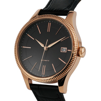 Bracelet en cuir noir femmes montre 30M étanche TMI NH35 mouvement montres mécaniques avec fonction d'affichage de la date montre-bracelet