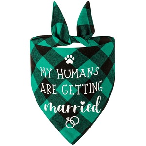 Tanpopo Triángulo Bufanda Plaid Perro Toalla Saliva Diseñador Mascota Pañuelos Reversible MY HUMANS ARE GETTTING CASADO Boda Pañuelo - Product Image 3