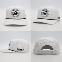 Gorra de Golf de 5 Paneles con Logotipo Personalizado OEM, Transpirable, de Secado Rápido, Corte Láser, Impermeable, Perforada, con Cuerda, para Deportes al Aire Libre