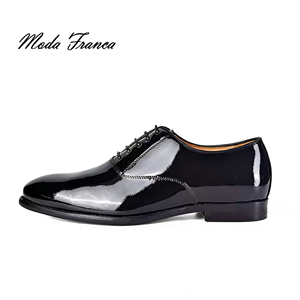 Chaussures habillées pour hommes en cuir véritable verni brillant à lacets, style britannique, respirantes et imperméables - Product Image 2