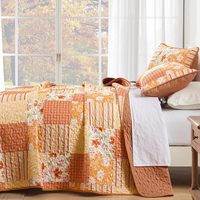 Ensemble de couvre-lit orange bohème, ensemble de couvre-lit matelassé floral, couvre-lit matelassé léger, ensemble de literie pour chambre à coucher