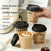 Nouvelles tasses à café jetables à double paroi épaissies avec couvercles, qualité commerciale, portables, anti-fuite, pour boissons chaudes, en papier de qualité alimentaire