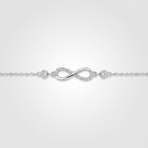 <b>Infinity</b> Diamond <b>Bracelet</b> 925 Silver Pavé Setting Round Brilliant Cut Minimalist Chain Link Unisex Everyday Wear - Product Image 1