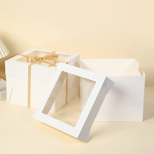 กล่องเค้กเบเกอรี่สีขาวสำหรับงานแต่งงานกล่องเค้กขนาดเล็กที่มีหน้าต่างโปร่งใส - Product Image 1