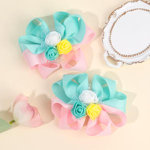 Gran oferta, accesorio <span class=keywords><strong>para</strong></span> <span class=keywords><strong>el</strong></span> cabello de niña de flores de tela Rosa tridimensional con degradado <span class=keywords><strong>para</strong></span> niños, accesorio de horquilla con Clip lateral - Product Image 5