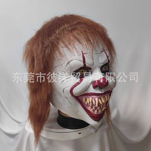 Máscara de látex de payaso de Halloween con peluca, accesorio de disfraz de terror para fiestas, escape room, cosplay - Product Image 2