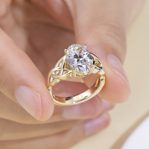Anillo de compromiso de oro amarillo de 14 quilates con diamante de corte ovalado MSR-2187 para mujer - Product Image 1