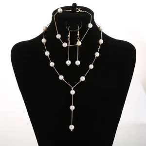 Colar simples, conjunto de pulseira, pérola, jóias