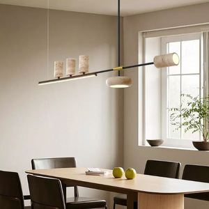 <span class=keywords><strong>Lampadario</strong></span> Lineare Wabi-Sabi in Travertino <span class=keywords><strong>Giallo</strong></span> Retrò per Ristoranti, Cucine, Sale Artigianali e Bar - Product Image 2