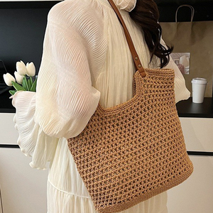 OEM Natural Shopping Straw <b>Tote</b> Bag Women Woven Handbag Summer Beach Bag Lightweight Durable Casual Use - Product Image 4