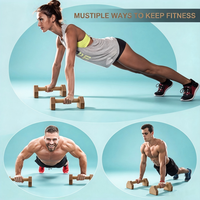 Alat Push-up Stand, Bar Push-up Kayu dengan Alas Anti-Selip, Peralatan Olahraga Rumahan, Pegangan Parallet Kayu 30CM