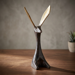 Sculpture de cerf noir faite à la main, décoration de table contemporaine, figurine artistique pour salon - Product Image 5