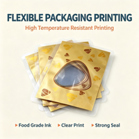 Sachet plat transparent en PET de qualité alimentaire haute température, imprimé en héliogravure, résistant à l'humidité, pour emballage alimentaire sain prêt à l'emploi