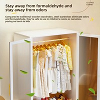 Armoire en acier minimaliste moderne pour chambre à coucher et unité de location ; Montage simple ; Armoire métallique anti-poussière ; Penderie modulable